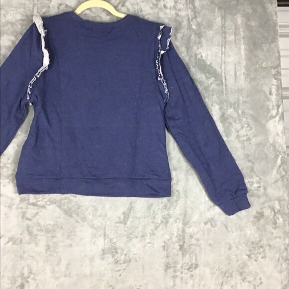 INC International Concepts Women’s Size Large Blue Ruffled Star Sweatshirt NWT - Picture 2 of 15